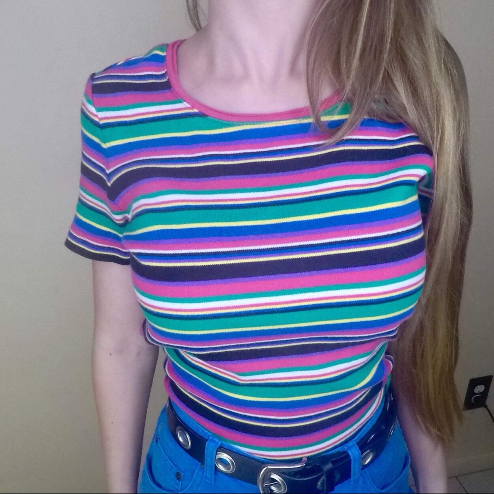 SOLD Candy Colored Striped Tee 🍬